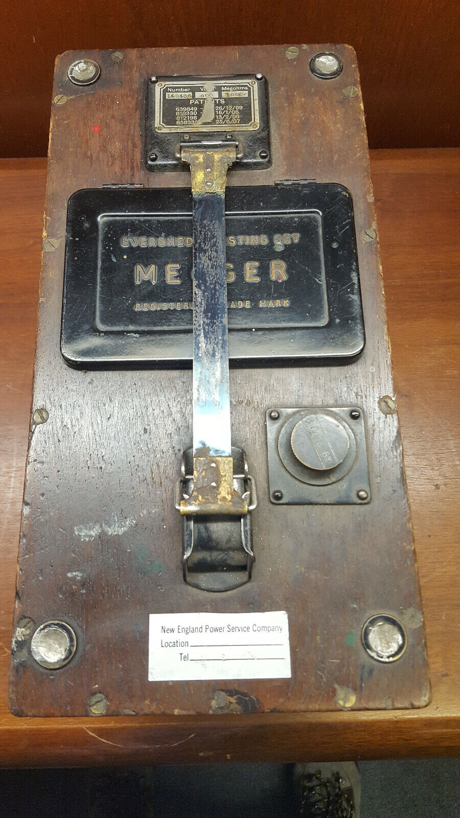 Antique Evershed Megger Insulation Tester c.1907, Wood Box w/ Crank