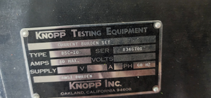 Knopp Testing Equipment Current ANSI Burden Set Type BSC-10