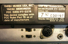 Load image into Gallery viewer, Vintage Yaesu Musen - VHF FM Transceiver Memorizer FT-227R - Good Condition