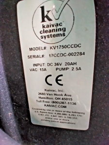 Kaivac Cooler Case Cleaner, Refrigeration Unit Cleaning Machine 1750CCDC, PARTS