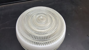 Vintage Mid Century White Bullseye Glass Light Fixture Cover Salvage