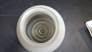 Vintage Mid Century White Bullseye Glass Light Fixture Cover Salvage