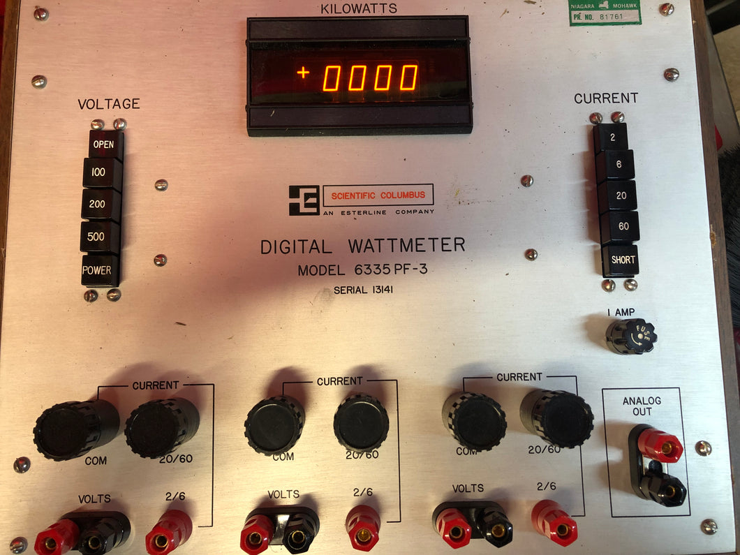 ESTERLINE Scientific Columbus Digital Wattmeter - 6335 PF-3 - Great Condition!