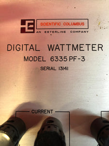 ESTERLINE Scientific Columbus Digital Wattmeter - 6335 PF-3 - Great Condition!