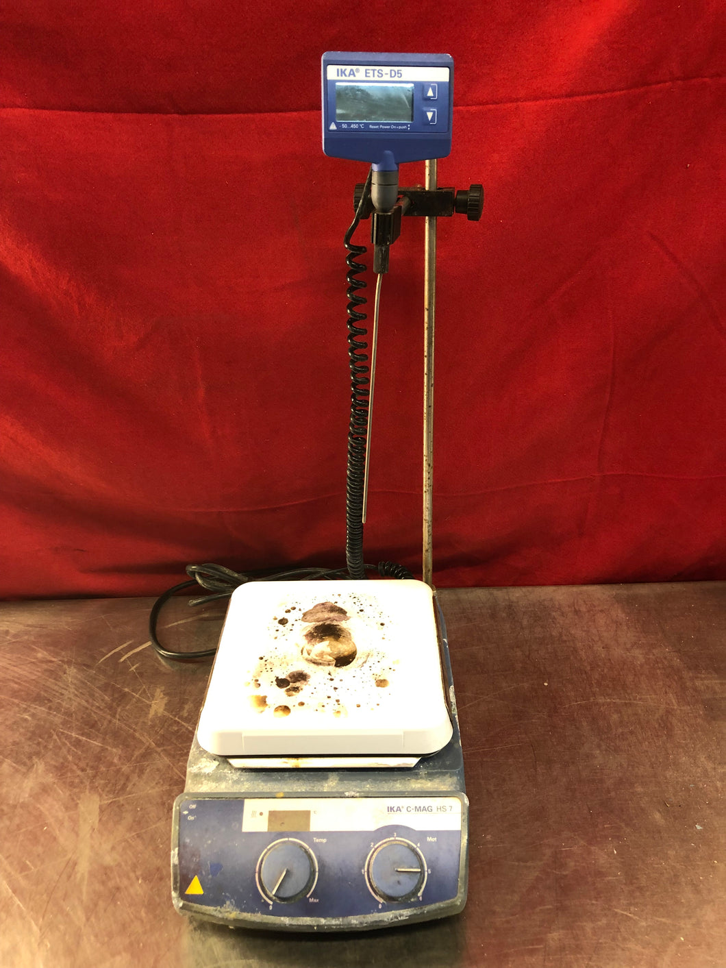 IKA C-Mag HS 7 Hotplate w/ ETS-D5 Electronic Contact Thermometer - Used