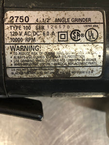 BLACK and DECKER 4 1/2" Angle Grinder - 2750 - 6 Amp - 120 V - 10,000 RPMs -Used