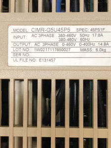 SAFTRONICS VG5 Vetor Control AC Drive - CIMR-G5U45P5 - 380-460V - 3 PH - PARTS!