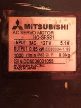 Load image into Gallery viewer, MITSUBISHI AC Servo Motor - HC-SFS81 - 127 V - 5.1 A - 3 AC - Used