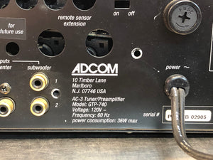 ADCOM Digital GTP-740 AC-3 Tuner/Preamplifier - Needs Repair - Turns On - Used