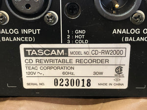 TASCAM CD-RW2000 Professional Rack Mount CD Recorder - Used