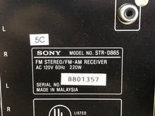 Load image into Gallery viewer, SONY FM/AM Stereo Receiver STR-D865 - Audio/Video Control Center- Digital - Used