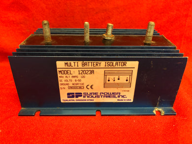SURE POWER Multi Battery Isolator - 12023A - 120 Amps - 6-50 DC Volts - Used