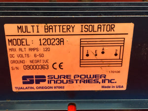 SURE POWER Multi Battery Isolator - 12023A - 120 Amps - 6-50 DC Volts - Used