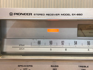 Vintage PIONEER SX-650 AM/FM Stereo Receiver - PARTS UNIT - USED