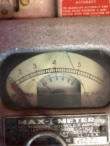 Vintage HD Electric Co. MAX-I-METER - Model: MIM200HL - 60 Cycle 5 Amps w/ Case