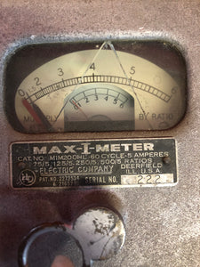 Vintage HD Electric Co. MAX-I-METER - Model: MIM200HL - 60 Cycle 5 Amps w/ Case