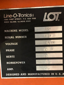 LINE-O-TRONICS 222A Tire Balancer - 208/230 Volts - 3 Phase - 1 HP - 5.2 Amps