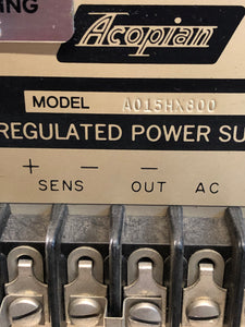 ACOPIAN Regulated Power Supply - Model A015HX800 - Used